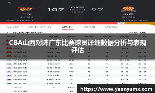 CBA山西对阵广东比赛球员详细数据分析与表现评估